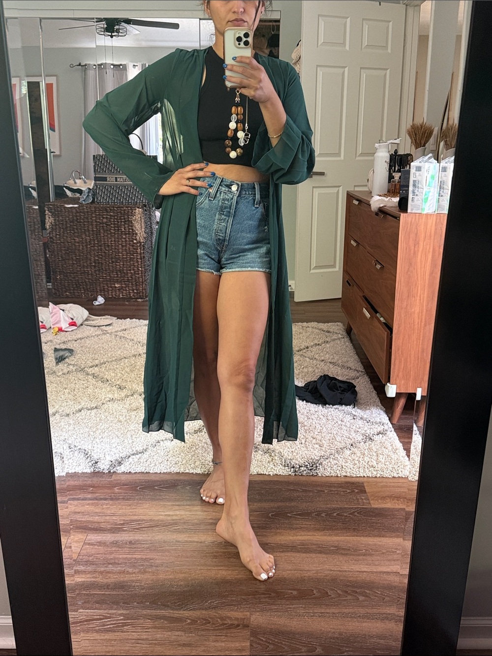 Forest Green Open-Front Women's Duster Cape